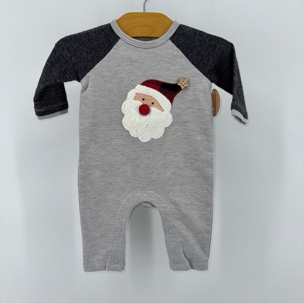 Mud Pie Gray Santa Claus Baby One Piece Romper New!